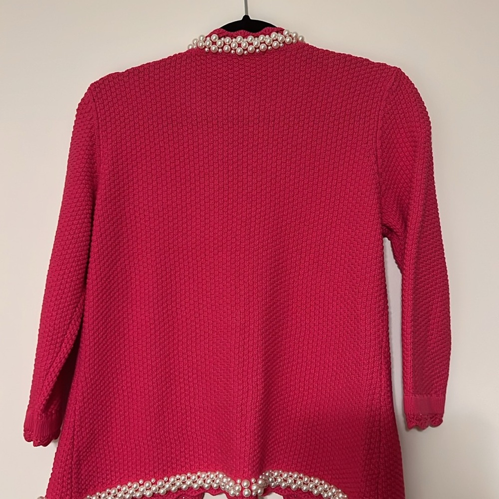Boston Proper. Crochet Pink Perl Cardigan. Size S. - Picture 5 of 10